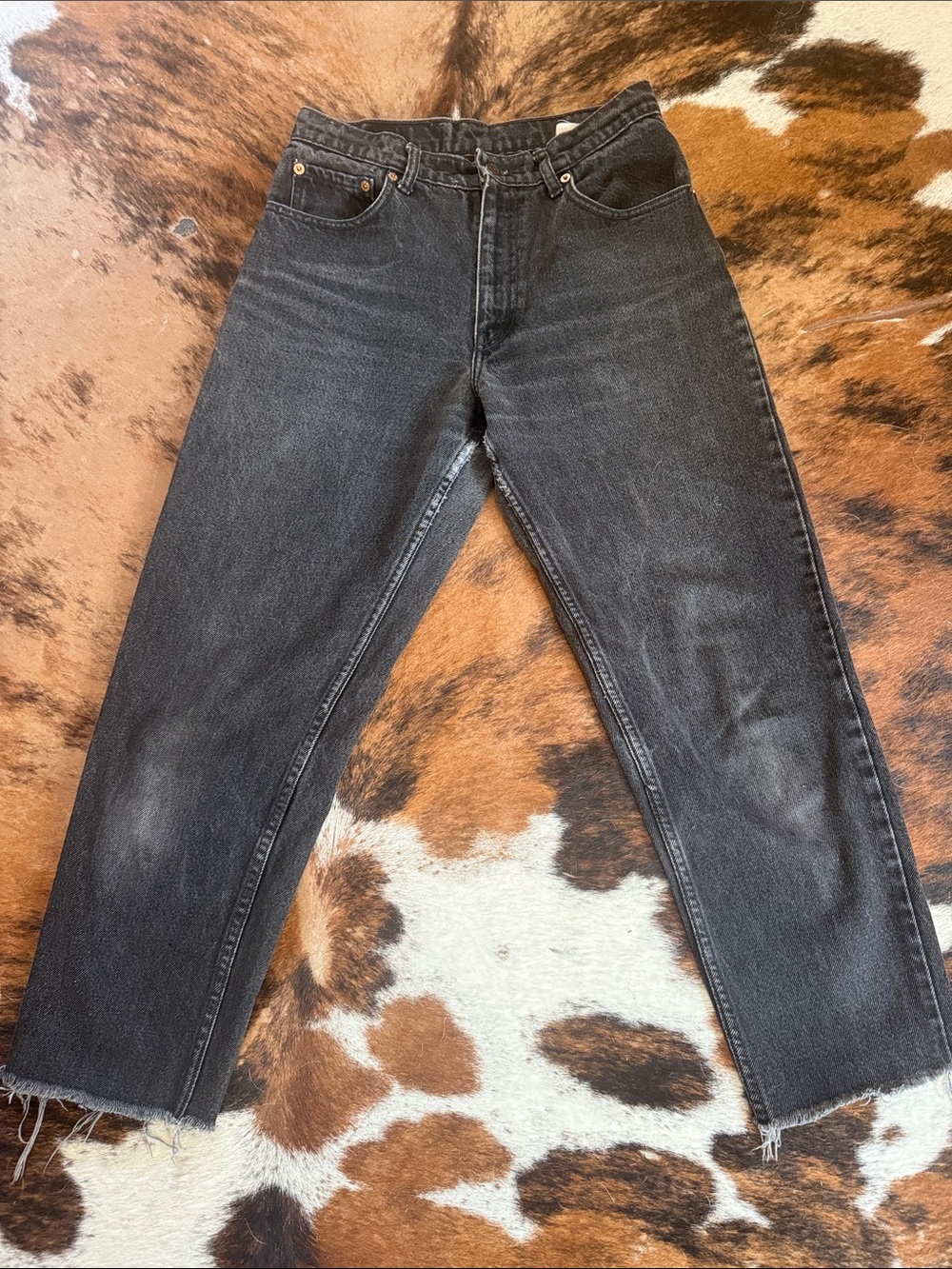 Women’s Levi’s 505 Black Washed Straight-Leg Jeans